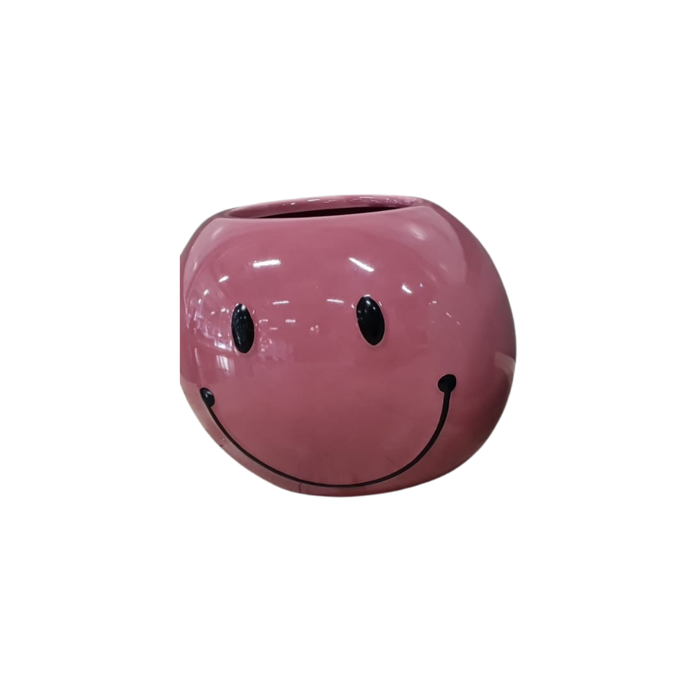 Keramik Smiley Vase in Rosa